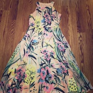 Floral mid calf length dress.